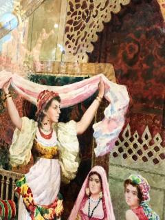 Fabio Fabbi Italian 1861 1946 Pair of Orientalist Watercolors Harem Dancers  - 1094871