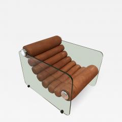 Fabio Lenci Glass and Leather Hyaline Lounge Chair by Fabio Lenci - 1132587