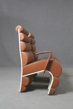 Fabio Lenci Italian Chair Midcentury Attributed to Fabio Lenci in Leather 1970s - 1499408