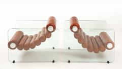 Fabio Lenci Pair of Hyaline Leather and Glass Chain Chairs by Fabio Lenci for Stendig - 4423825