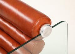 Fabio Lenci Pair of Hyaline Leather and Glass Chain Chairs by Fabio Lenci for Stendig - 4423832