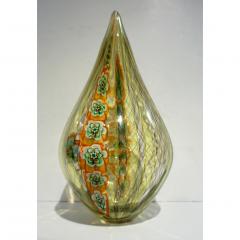 Fabio Tagliapietra F Tagliapietra Italian Green Yellow Orange Murano Glass Drop Sculpture Vase - 1946337