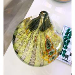 Fabio Tagliapietra F Tagliapietra Italian Green Yellow Orange Murano Glass Drop Sculpture Vase - 1946345