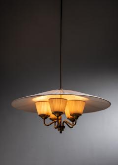 Fabric and brass chandelier - 3337801