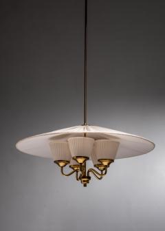 Fabric and brass chandelier - 3337802