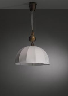 Fabric and brass height adjustable pendant - 3699605