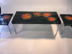 Fabulous Flower Power Italian Tile Coffee Table and Pair of End Tables - 410931