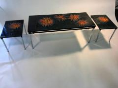 Fabulous Flower Power Italian Tile Coffee Table and Pair of End Tables - 410950