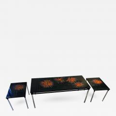 Fabulous Flower Power Italian Tile Coffee Table and Pair of End Tables - 411305