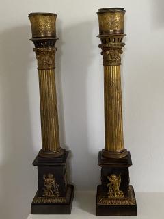 Fabulous Grand Tour Pair of Column Bronze Lamps as Objects CIRCA 1820 - 3732660