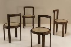 Fabulous Italian Modernist Dining Chairs in Ash Wood and Faux Leather 1960s - 2947760