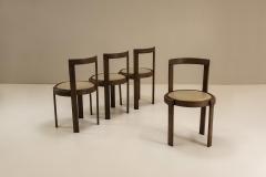 Fabulous Italian Modernist Dining Chairs in Ash Wood and Faux Leather 1960s - 2947762