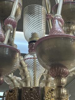 Fabulous Murano Pink and Gold Venetian Chandelier - 4150639