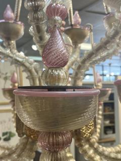 Fabulous Murano Pink and Gold Venetian Chandelier - 4150648