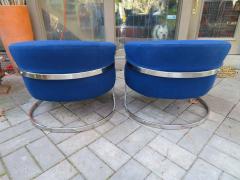 Fabulous Pair of Chrome Barrel Back Chairs Mid Century Modern - 1580462