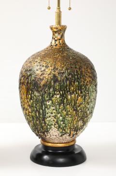 Fabulous Pair of Large Ceramic Lamps with a Volcanic Lava Drip Glaze Finish - 4760464