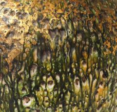 Fabulous Pair of Large Ceramic Lamps with a Volcanic Lava Drip Glaze Finish - 4760466