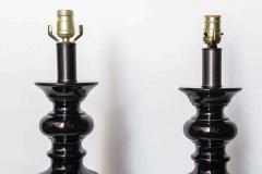 Fabulous Pair of Tall Black Hollywood Regency Style Table Lamps - 1803212
