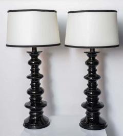 Fabulous Pair of Tall Black Hollywood Regency Style Table Lamps - 1803213