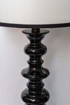 Fabulous Pair of Tall Black Hollywood Regency Style Table Lamps - 1803215