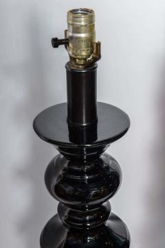 Fabulous Pair of Tall Black Hollywood Regency Style Table Lamps - 1803222
