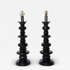 Fabulous Pair of Tall Black Hollywood Regency Style Table Lamps - 1805414