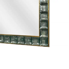 Faceted Murano Glass Block and Polished Brass Mirror - 3463350