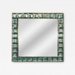 Faceted Murano Glass Block and Polished Brass Mirror - 3467587
