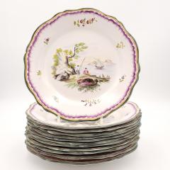 Faience Dinner Plates with Rural Scenes in the 18th Century Style Set of 12 - 2245844