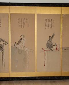 Falconry Screen Japan circa 1840 - 3544664