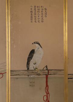 Falconry Screen Japan circa 1840 - 3544670