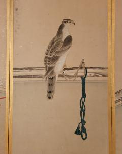 Falconry Screen Japan circa 1840 - 3585138
