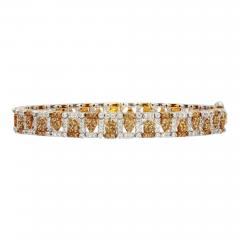 Fancy Brown and White Diamonds in Patterned 18K White and Yellow Gold Bracelet - 3610371