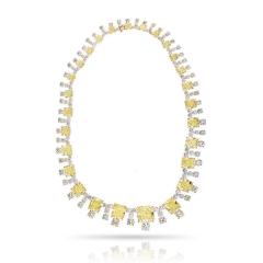 Fancycolor Platinum 18K Yellow Gold Fancy Yellow Diamonds 94 65 ct Necklace - 4390914