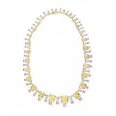 Fancycolor Platinum 18K Yellow Gold Fancy Yellow Diamonds 94 65 ct Necklace - 4391771