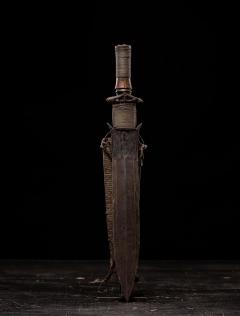 Fang Short Sword with wood and snakeskin Sheath Gabon - 4267596