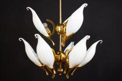 Fantastic Franco Luce for Seguso Murano Glass and Brass Chandelier 1970s - 3346274