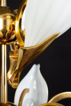 Fantastic Franco Luce for Seguso Murano Glass and Brass Chandelier 1970s - 3346278