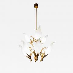 Fantastic Franco Luce for Seguso Murano Glass and Brass Chandelier 1970s - 3347933
