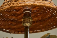 Fantastic French Le Coq dOr Rooster Table Lamp in Brass and Rattan 1960s - 4803392
