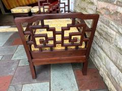 Fantastic Pair Chinoiserie Solid Rosewood Lounge Chairs Mid Century - 4561108