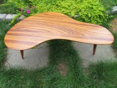 Fantastic Petite Boomerang or Kidney Shape Zebrawood Coffee Table Midcentury - 1520357