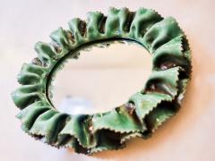 Fausto Melotti Mid Century Modern Green Ceramic Wall Mirror by Fausto Melotti - 2976439