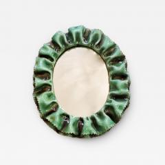 Fausto Melotti Mid Century Modern Green Ceramic Wall Mirror by Fausto Melotti - 2980286