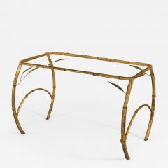 Faux Bamboo 1940s Style Gilt Metal Rectangular Small Coffee Table - 661848
