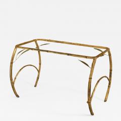 Faux Bamboo 1940s style gilt metal rectangular small coffee table - 702675