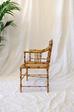 Faux Bamboo Armchair With Vienna Straw Seat 1970s - 4736871