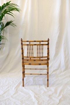 Faux Bamboo Armchair With Vienna Straw Seat 1970s - 4736872