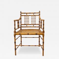 Faux Bamboo Armchair With Vienna Straw Seat 1970s - 4760148