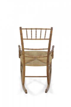 Faux Bamboo Child Sized Rush Seat Rocking Chair - 4169365